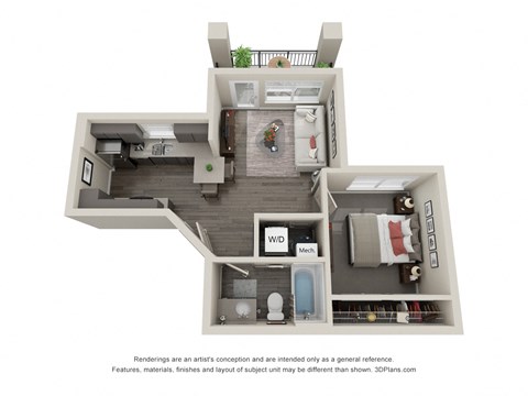 1 bed 1 bath floor plan G at Trinity Woods, Missouri, 64015